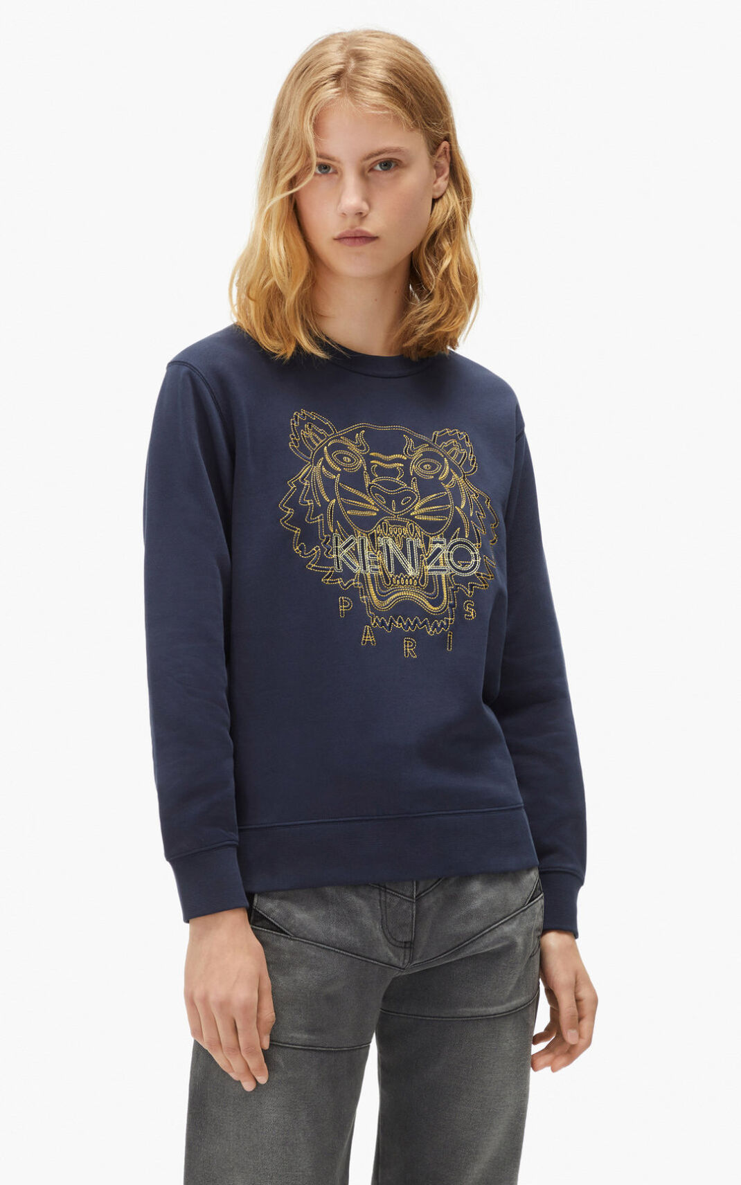 Kenzo Tiger Sweatshirt Dame - Mørkeblå Blå DK-368422